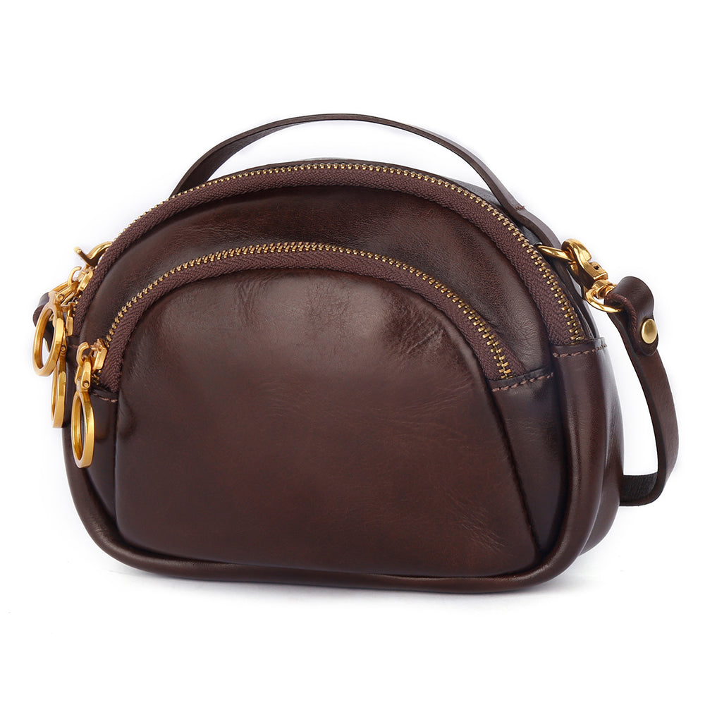 8897 Cowhide Leather Crossbody Shoulder Bag Zippered Pocket Handbag with Handle Strap for Women Girls 8897 Cowhide Leather Crossbody Shoulder Bag Zippered Pocket Handbag with Handle Strap for Women Girls